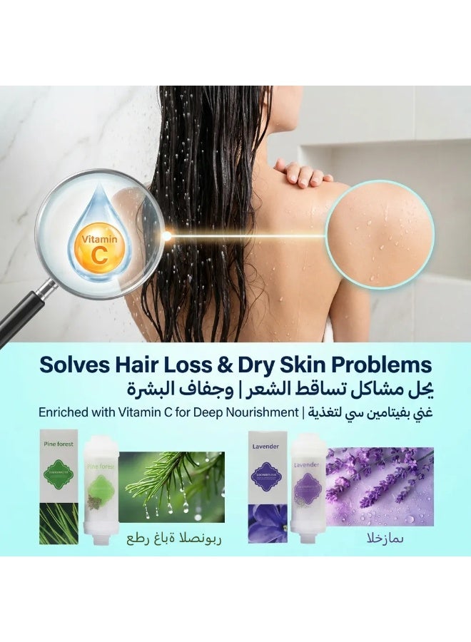 general Newly upgraded vitamin fragrance bead shower filter, with more fragrance options, highly efficient water filtration and purification (suitable for hard water), effectively removes chlorine and rust, helps improve hair loss and dry skin, enjoy spa-level aromatherapy, soothe the mind and body, safe and non-toxic, (pine and lavender) 100g - Image 1